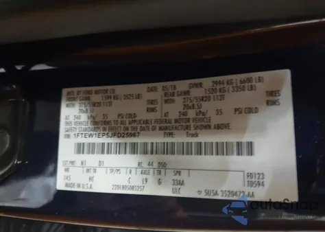 2018 Ford F-150 Lariat из США, поврежденный, VIN 1FTEW1EP5JFD25967